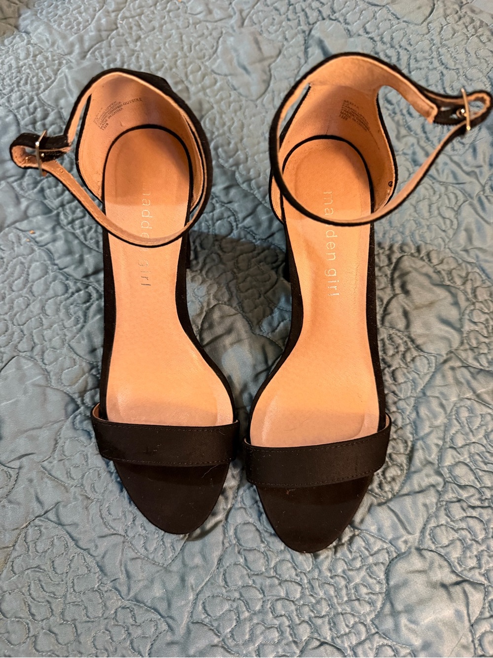 Madden Girl Black Open-Toe Ankle-Strap Heels